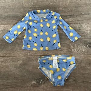 Carter’s baby girl lemon rash guard set - 2 piece swim set - size 3 months